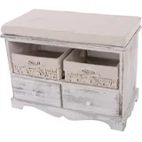 Mendler Sitzbank Kommode mit 2 Körben 42 x 62 x 33 cm Weiß