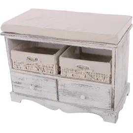Mendler Sitzbank Kommode mit 2 Körben 42 x 62 x 33 cm Weiß