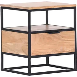 Beistelltisch GUTMANN FACTORY "Porto", beige (natur, schwarz, natur), B:40cm H:46cm T:35cm, Tische