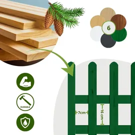 Floranica Zierzaun aus Holz 100 x 40 cm Grün imprägniert Steckzaun als Beeteinfassung Rasenkante Tierzaun Bauernzaun - Grün