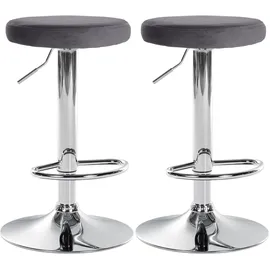 CLP 2er Set Barhocker Ponte Samt I Drehbarer Thekenhocker I Höhenverstellbarer Hocker I Küchenhocker mit Metallgestell