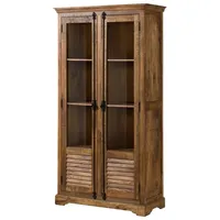 Massivmoebel24 Vitrine Mango 100x45x190 dunkelbraun geölt rodez 152