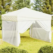 vidaXL Partyzelt Faltbar mit Mesh-Seitenwänden Creme 3x3 m