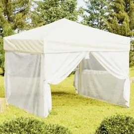 vidaXL Partyzelt Faltbar mit Mesh-Seitenwänden Creme 3x3 m