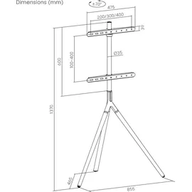 pro.tec Valle TV-Ständer 137 x 85,5 x 46,5 cm Schwarz Aluminium/Metall/Stahl