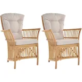 Set/2 Esszimmerstühle Natur Rattanstuhl mit Armlehne mit Polster (Honig, Viero)