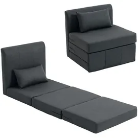 Homcom Schlafsessel 75 x 74 x 80 cm Dunkelgrau mit Kissen
