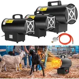 Izrielar Gasheizgebläse inkl. Verbindungschlauch und Druckminderer (Heizleistung bis 30 kW, für handelsübliche Gasflaschen) - Schwarz