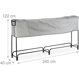 Relaxdays Kaminholzregal 245 x 40 x 122 cm schwarz