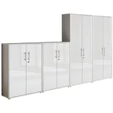 moebel-dich-auf Aktenschrank OFFICE EDITION (Set 54, 2x Aktenschrank niedrig + 2x Aktenschrank hoch) abschließbar, Metallgriffe grau