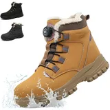 NACKINg Winter Sicherheitsschuhe Herren Wasserdicht Arbeitsschuhe Damen Warm Gefüttert Stahlkappenschuhe rutschfeste Sicherheitsstiefel mit Drehknopf, Braun, EU 39 - 39 EU