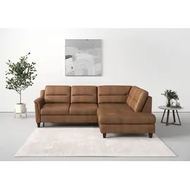 sit&more Ecksofa SIT & MORE "Farö L-Form", braun (cognac), B:251cm H:90cm T:187cm, Sofas, Ecksofa, inklusive Federkern, wahlweise mit Bettfunktion und Bettkasten