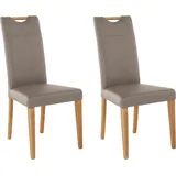 Home Affaire Esszimmerstuhl »Roberta«, (Set), 2 St., Echtleder, mit Bezug aus und Gestell aus Eiche Massivholz, grau (taupe, eichefarben), Küchenstühle (62944569-0)