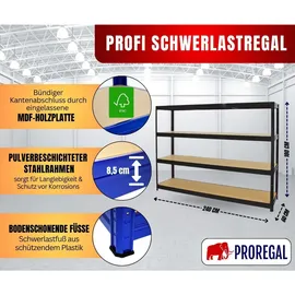 Proregal Schwerlastregal Stahl 180x240x60 cm schwarz unbestückt