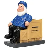 HSV Hamburger SV Gartenzwerg ** Holzkiste **, ca. 7,4 x 12,5 x 14,7 cm, 100% Polyresin