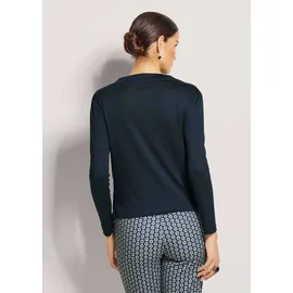 Madeleine Langarmshirt mit Wasserfallkragen in stahlblau | Gr.: 38