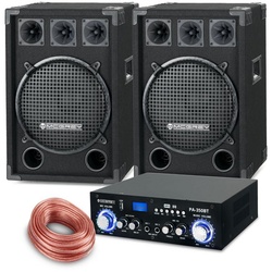 McGrey PA Komplettset DJ Anlage Party-Lautsprecher (Bluetooth, 600 W, Partyboxen 30cm (12 zoll) Subwoofer 2-Wege System – inkl. Endstufe) schwarz