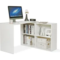 Mondeer Eckschreibtisch Computertisch L-Förmig mit 4 Ablagen Großer Umkehrbarer Winkel Links/richtig 106 X 106 X 74,5cm Fürs Arbeitszimmer Wohnzimmer Büro,weiß-mondeer