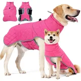 Coonoor Hundemantel Wintermantel für Hunde mit D-Ring, wasserdicht, reflektierend,wärmend, ideal für kleine, mittelgroße und große Hunde, Wander- und Winterjacke rosa S