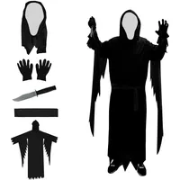 Gxlaihly Halloween-Schrei-Masken-Kostüm,Halloween Scream Costume,Gruseliges schreiendes Geisterkostüm mit falschem Messer,Karneval Horror Verkleidung (M)