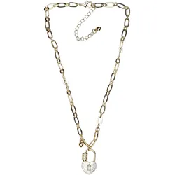 Kette mit Anhänger "Schloss", Damen, Gr. one size, Metall, gold, COLLEZIONE ALESSANDRO, Basic, Halsketten, mit kleinem Schloss-Anhänger in Herzform