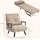 Homcom Schlafsessel,, Einzelsofa mit Bettfunktion, Relaxsessel mit Rückenkissen, Polstersofa mit Verstellbarer Rückenlehne, Samtoptik, 63 x 73 x 81 cm, Beige