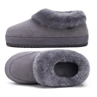 COFACE Hausschuhe Damen Warme Winter Plüsch Gefüttert Hüttenschuhe 39 Frauen Lammfell Fell Pantoffeln Bequeme Hausstiefel Slippers grau - 39 EU