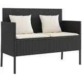 furnicato Gartenbank mit Kissen Schwarz Poly Rattan