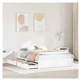 vidaXL Massivholzbett Ohne Matratze Weiß 120x200 Cm Kiefernholz Vidaxl679194