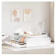 vidaXL Massivholzbett Ohne Matratze Weiß 120x200 Cm Kiefernholz Vidaxl679194