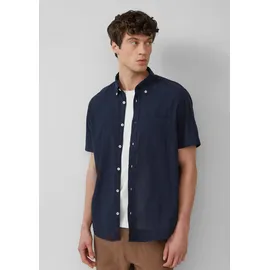 s.Oliver Regular Fit: Kurzarmhemd mit Struktur-Streifen und Button-Down-Kragen - blau - XL