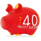 KCG Spardose 40 Happy Birthday Keramik Rot