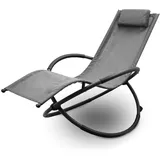 LACESTONE Relax Liege Liegestuhl Gartenliege Sonnenliege Klappsessel Relaxliege Schaukelliege Klappbar (1x Relaxliege, Anthrazit)