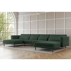 Fun Möbel Eckcouch Stoff U-Form 4-Sitzer Grün