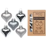 Inge‘s Christmas Decor 8 Glasherzen 4cm Christbaumschmuck Weihnachtsbaumschmuck grau