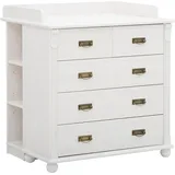 otto home Babyzimmer-Komplettset Aimo, luxoriöser Landhausstil, Messinggriffe, (Spar-Set, 3-tlg., Kinderbett, Wickelkommode, Unterbauregal, 5 Schubladen), aus Massivholz; FSC®-Holz aus gewissenhaft bewirtschafteten Wäldern weiß