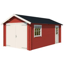 Lasita Maja Garage Dillon 3,20 x 5,60 m rot mit Seitenwand und Pfostenanker