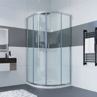 IMPTS Duschkabine Eckeinstieg Dusche 180° Falttür Duschwand Duschabtrennung Schiebetür Viertelkreisdusche 195cm aus 6mm ESG-Glas - Transparent