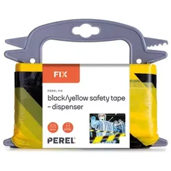 Perel Absperrband auf Rolle 250 m, ideal für temporäre Absperrungen und Veranstaltungen, schwarz/gelb