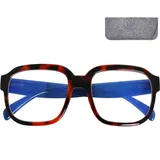 Mini Brille XL Blaufilterbrille +1.5 Leopard Braun Blau Oversize Lesebrille - 1.5