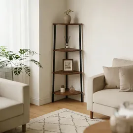 Relaxdays Eckregal 44,5 x 31,5 x 125 cm Braun/Schwarz