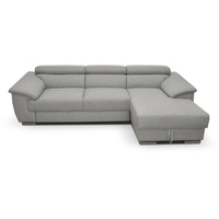 DOMO. Collection David Sofa, Ecksofa mit Rückenfunktion, Eckcouch mit Schlaffunktion und Bettkasten (Staufach), 272 x 166 cm Funtkionssofa mit Federkern in grau