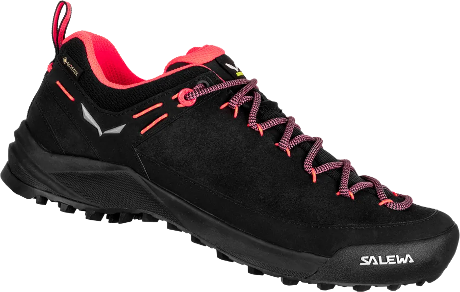 Salewa Damen Wanderschuh Wildfire Leder Gore-Tex - 38.5 - Black / Fluo Coral