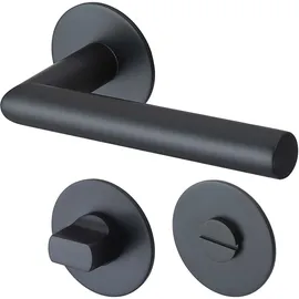 Meintürgriff Drückergarnitur Toulouse Flachrosette Schwarz Matt Türdrücker BB PZ WC, Typ:BB- Buntbart