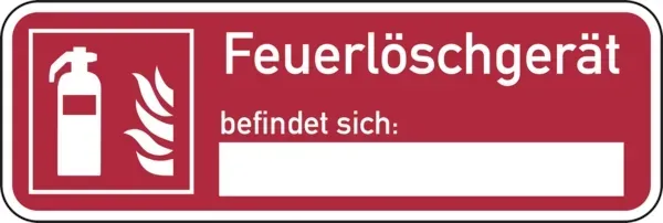 Brandschutzzeichen, Feuerlöschgerät befindet sich - ASR A1.3 (DIN EN ISO 7010) - 180x60 mm Folie selbstklebend