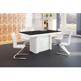 Design Esstisch Tisch HE-777 Schwarz MATT / Weiß HOCHGLANZ KOMBINATION XXL ausziehbar 140 bis 332 cm - Schwarz