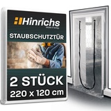 Hinrichs Staubschutztür mit Reißverschluss - 220x120cm Staubschutztüren - Baufolie transparent Staubtür - Folientür mit Reißverschluss Abdeckfolie Maler - Staubschutzwand Dust Door