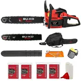 BU-KO 65cc Benzin Kettensäge 3.89 HP 20 "Bar & 2 x Ketten + 16" Bar & 2x Ketten COVER BAG & FULL SAFETY GEAR