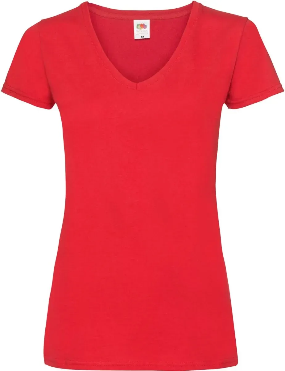 Fruit of the Loom Damen Valueweight V-Neck T Lady-Fit T-Shirt 61-398-0 red XXL