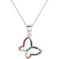 Kette mit Anhänger FIRETTI "Schmuck Geschenk Silber 925 Halsschmuck Halskette Panzerkette", silber (silberfarben, mehrfarbig), Halsketten, Damen, Silber 925 (Sterlingsilber), L: 42 B: 1mm, mit Kristallmix, B:1mm